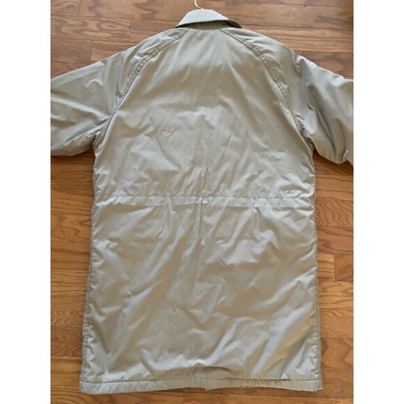 L.L.Bean Coat Mens Large Tan Nylon Parka Wool Lined Snap Front Herringbone Liner - Picture 3 of 16
